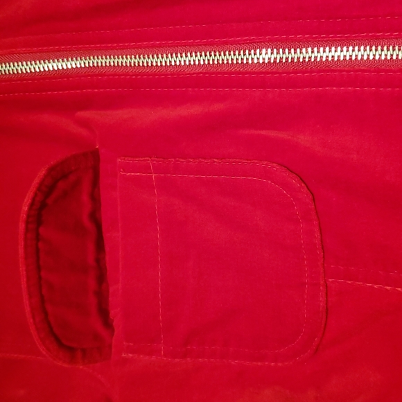 Vintage Essentials NEW Blazer Jacket Top Cotton Velour Front Zip RED Womens NWOT - Picture 9 of 15